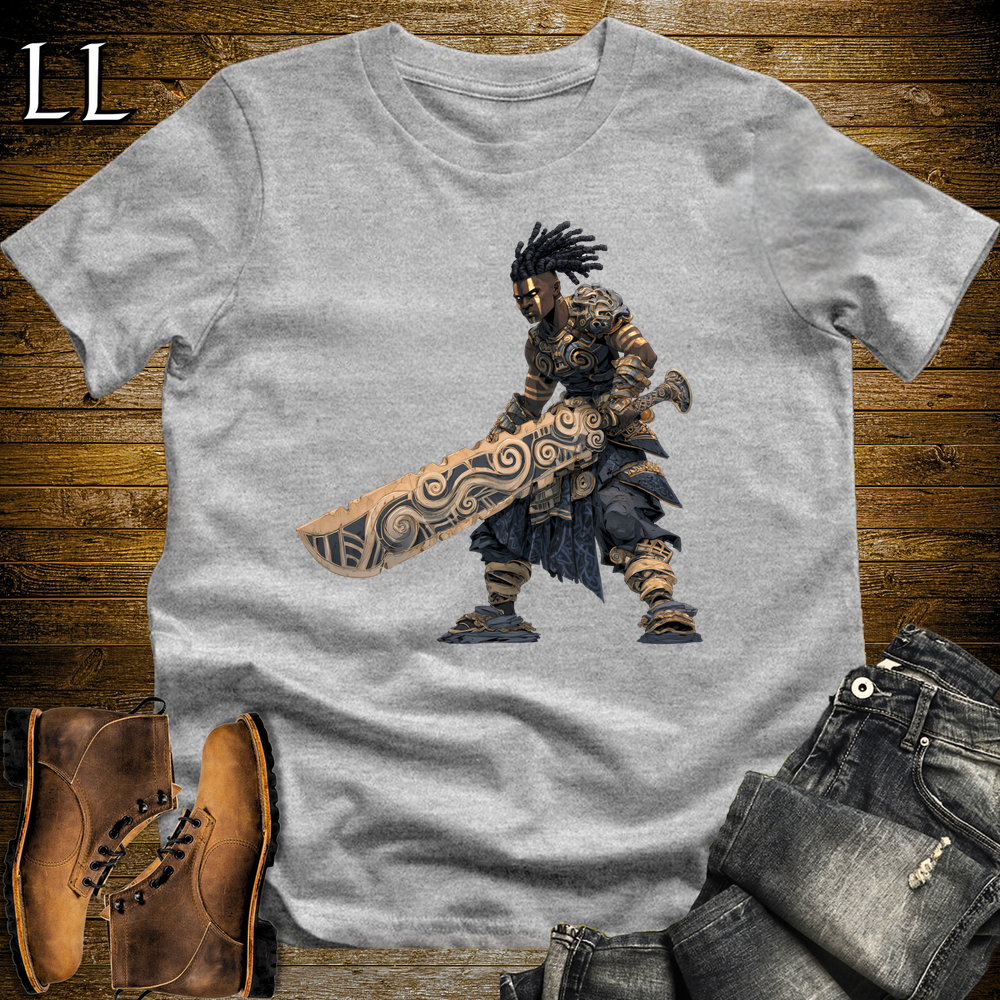 African Ancient God Sword Warrior Softstyle Tee Sport Grey | African Warrior Graphic
