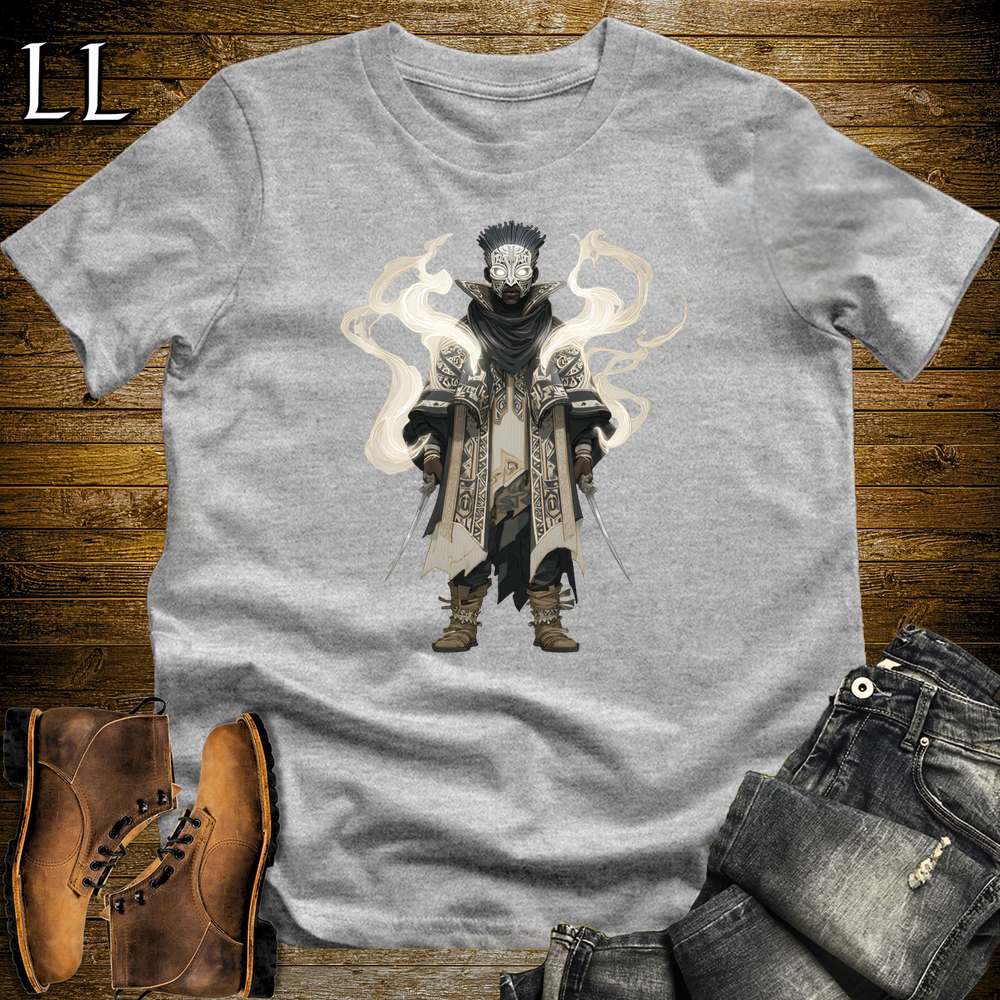 African Spirit Mask Assassin Softstyle Tee Sport Grey | African Warrior Tee