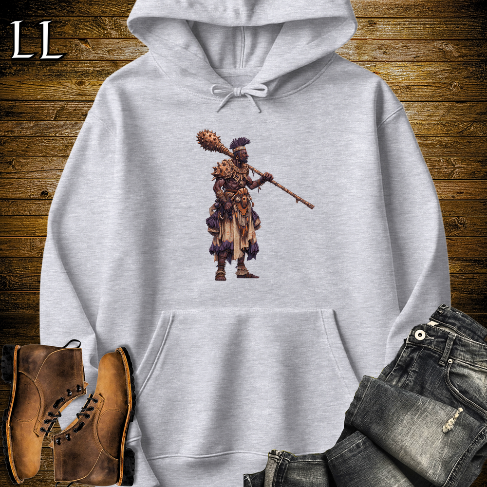 African Copper Mace Warrior Hooded Sweatshirt - Sport Grey