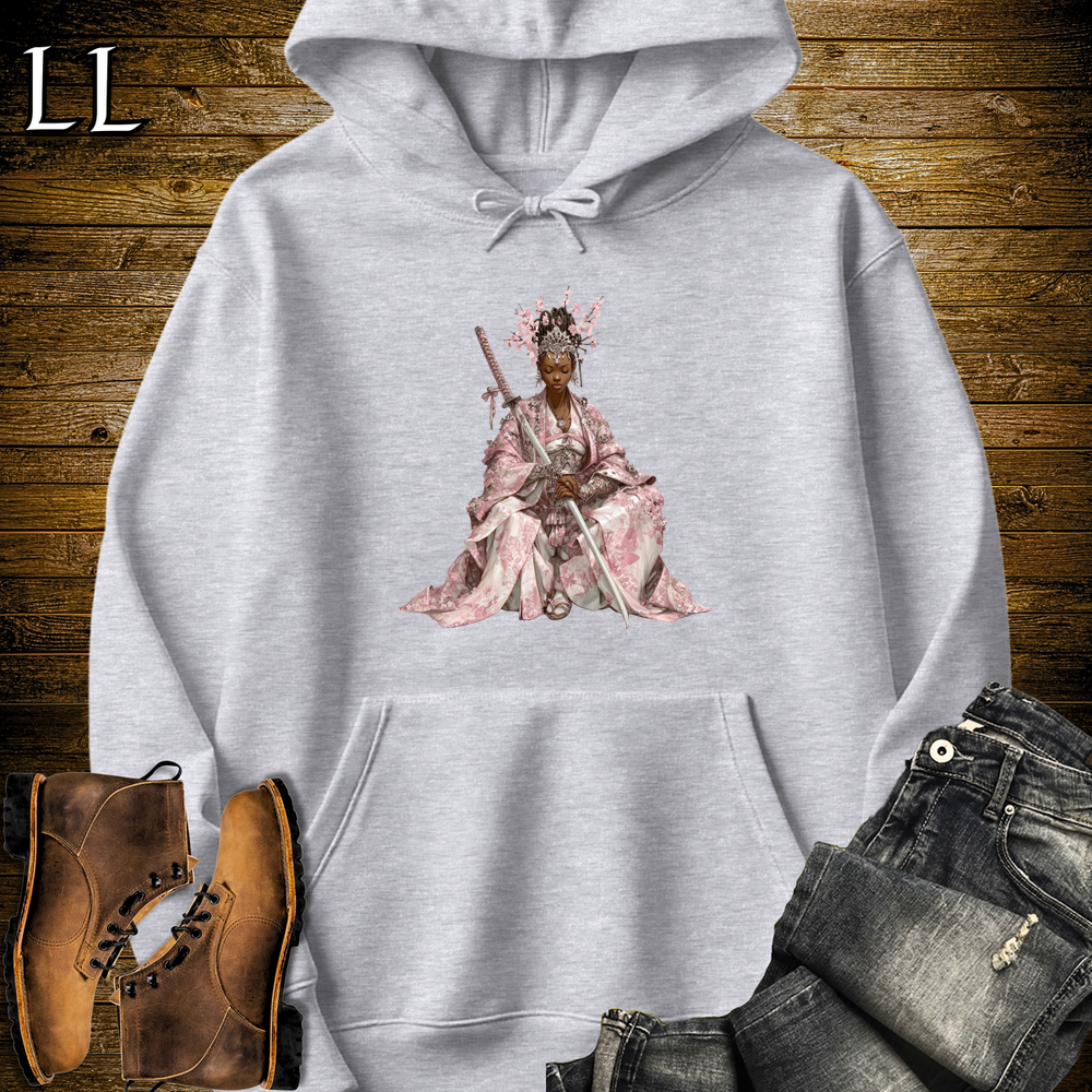 African Cherry Blossom Samurai Queen Hooded Sweatshirt - Sport Grey