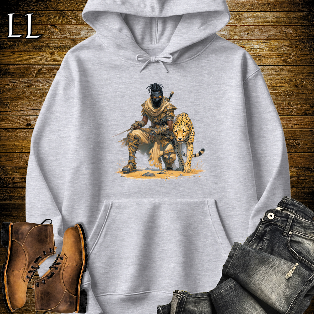 African Cheetah Assassin Hooded Sweatshirt Sport Grey | African Warrior Hoodie