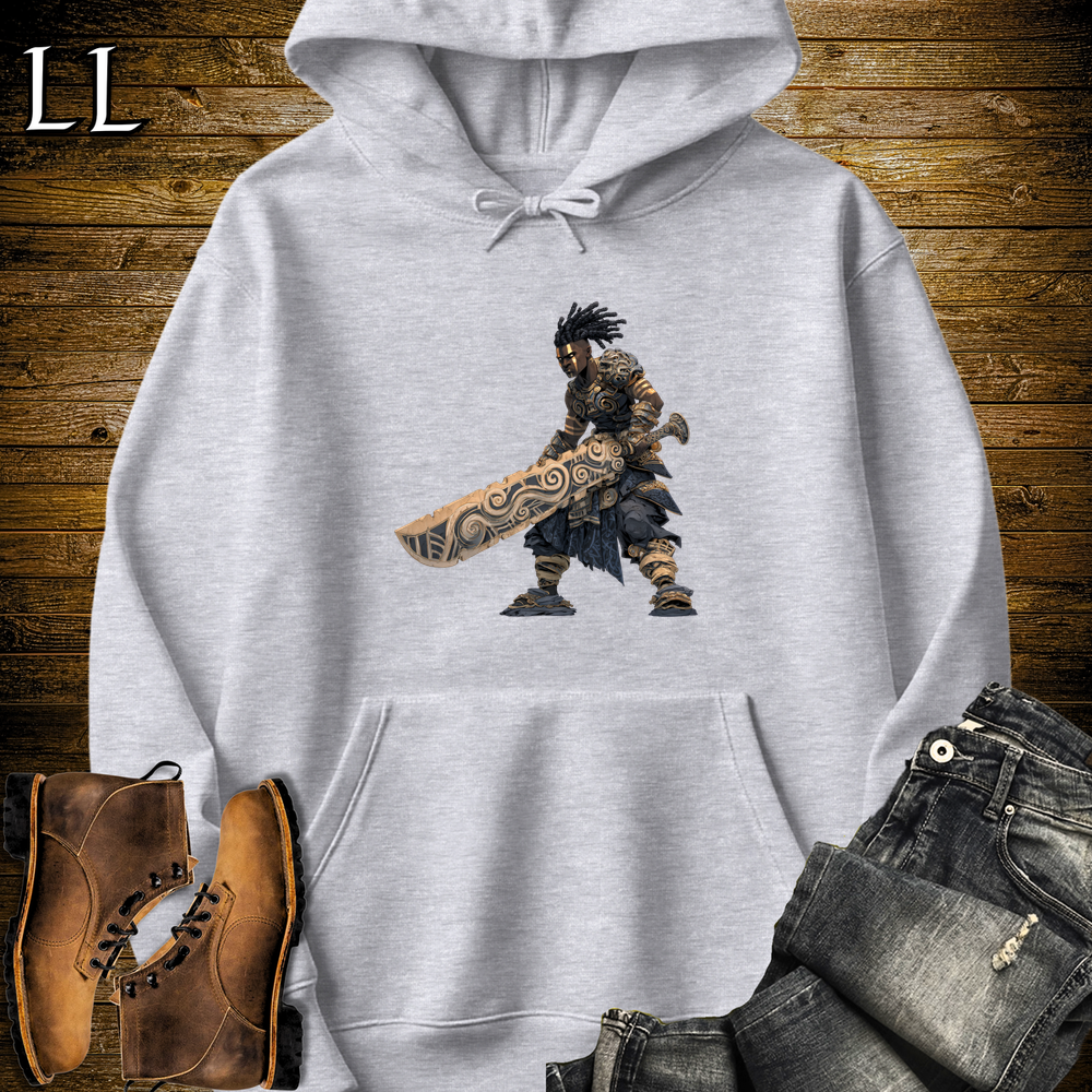 African Ancient God Sword Warrior Hooded Sweatshirt - Sport Grey