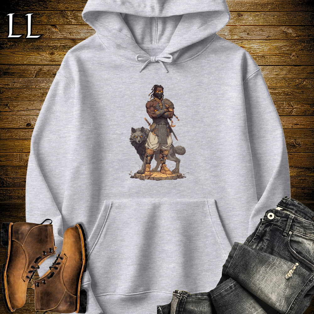 African Black Wolf Assassin Hooded Sweatshirt - Sport Grey
