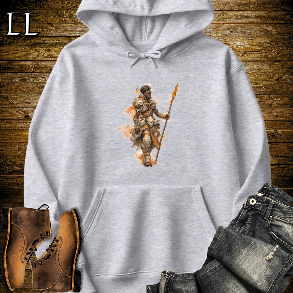 African Flame Spear Hooded Sweatshirt - Sport Grey
