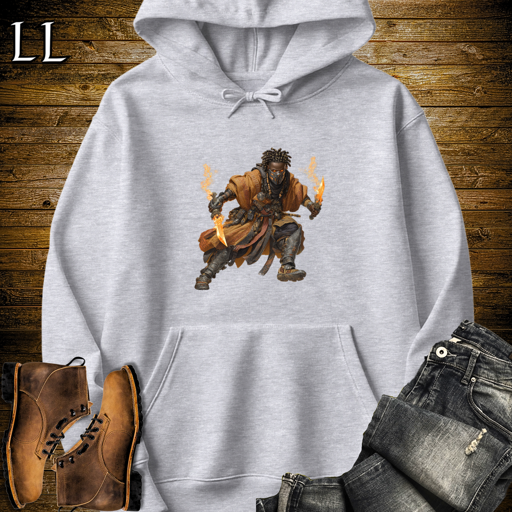 African Flame Dagger Assassin Hooded Sweatshirt Sport Grey | African Warrior Hoodie
