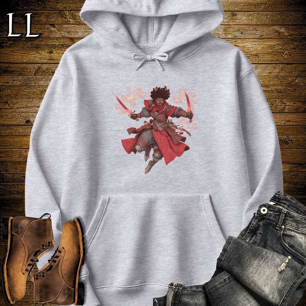African Flame Assassin Hooded Sweatshirt Sport Grey | African Warrior Hoodie
