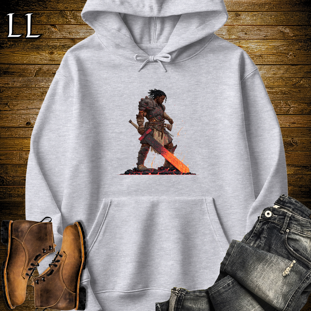 African Fire Barbarian Hooded Sweatshirt - Sport Grey