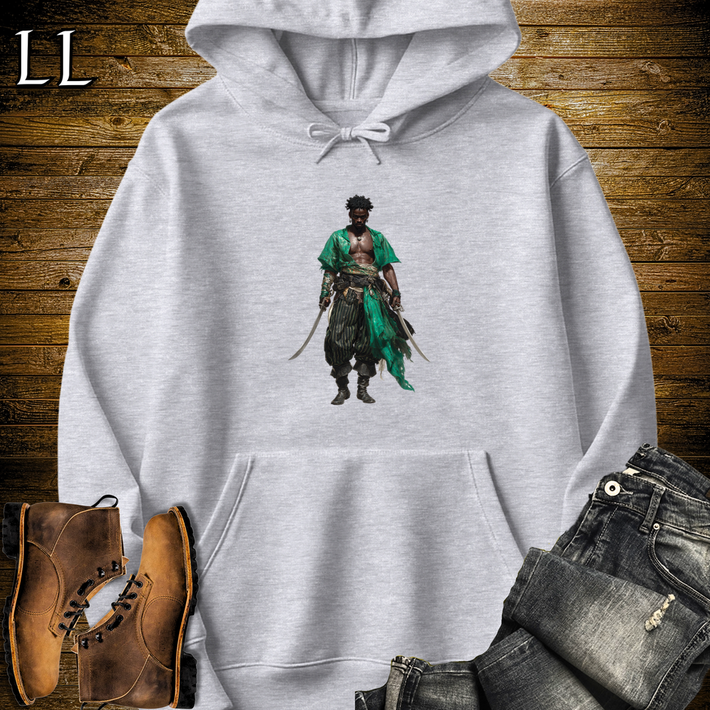 African Emerald Pirate Hooded Sweatshirt Sport Grey | Pirate Warrior