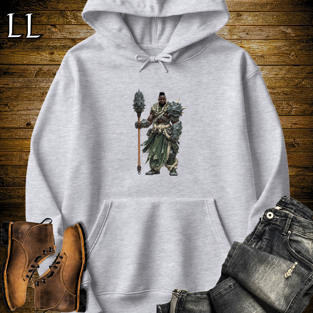 African Steel Mace Warrior Hooded Sweatshirt - Sport Grey