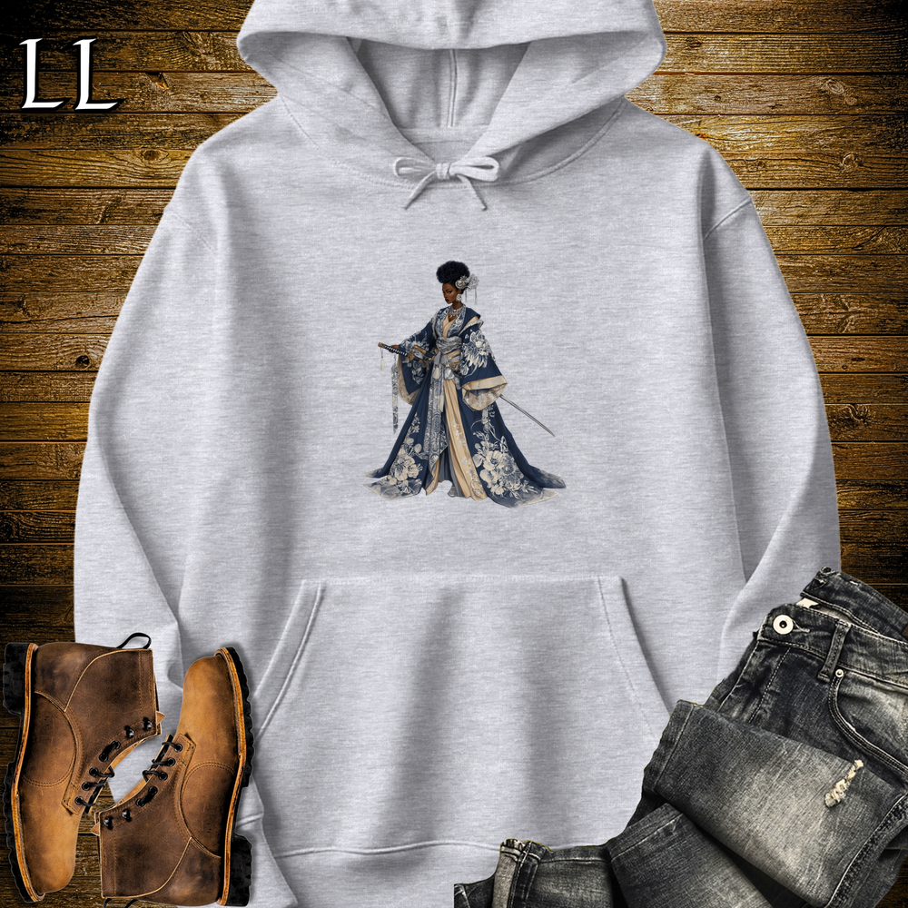African Silver Blossom Samurai Queen Hooded Sweatshirt - Sport Grey