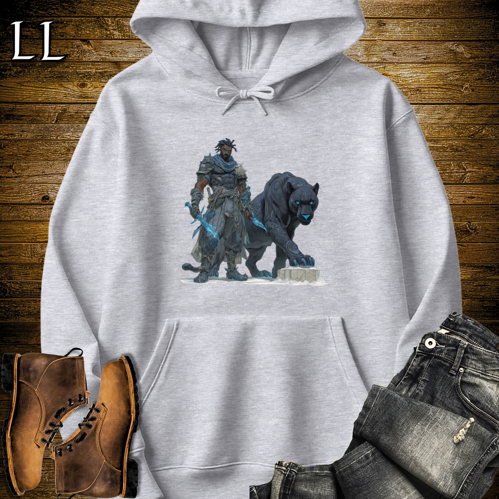 African Runic Black Panther Assassin Hooded Sweatshirt - Sport Grey