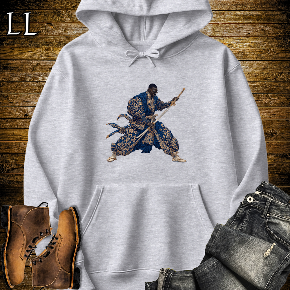 African Royal Gold Samurai King Hooded Sweatshirt - Sport Grey