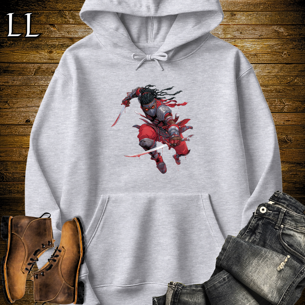 African Red Moon Assassin Hooded Sweatshirt Sport Grey | African Warrior Hoodie