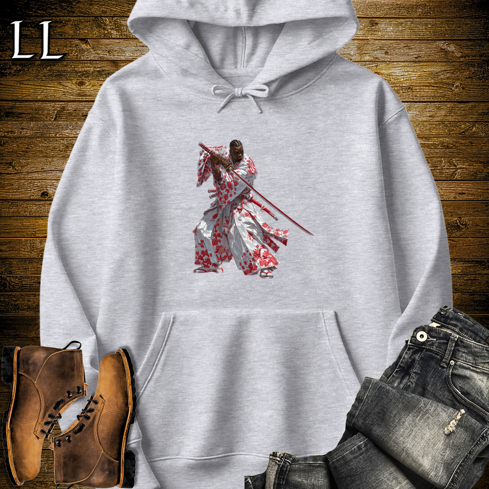 African Red Blossom Samurai Hooded Sweatshirt - Sport Grey
