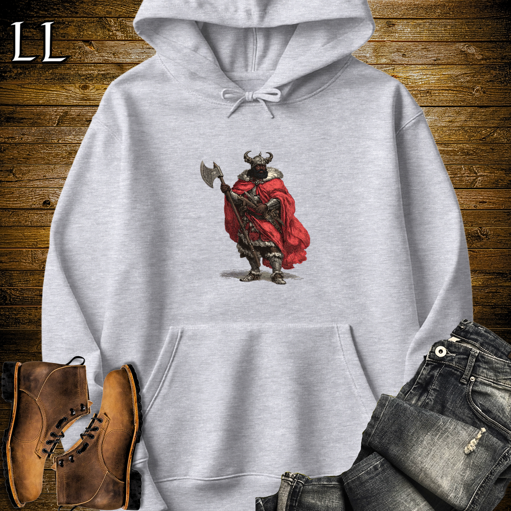 African Viking King Hooded Sweatshirt Sport Grey | Regal Warrior