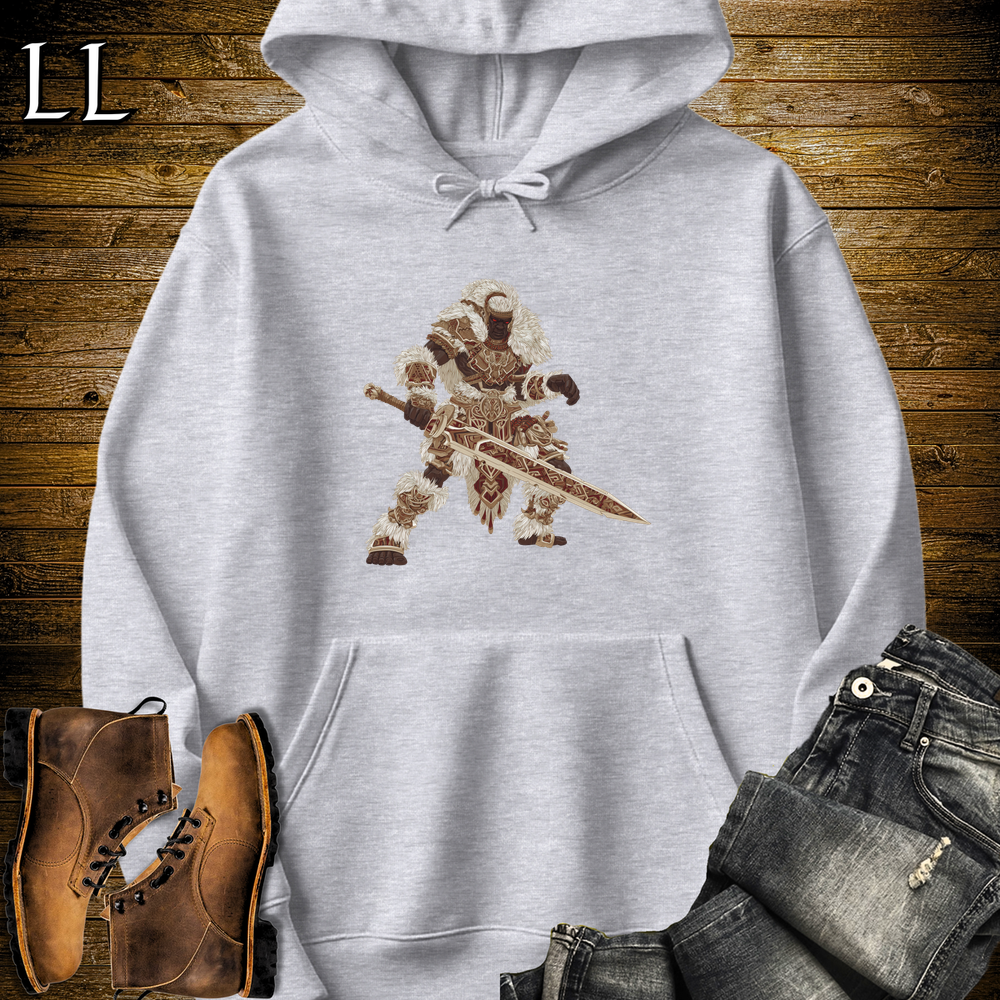 African Tribal Sword King Hooded Sweatshirt Sport Grey | Sword Master