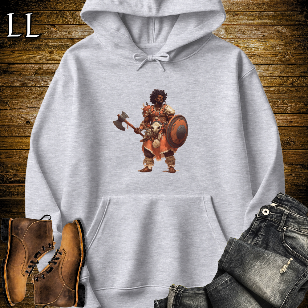 African Tribal Viking King Hooded Sweatshirt Sport Grey | Viking Warrior