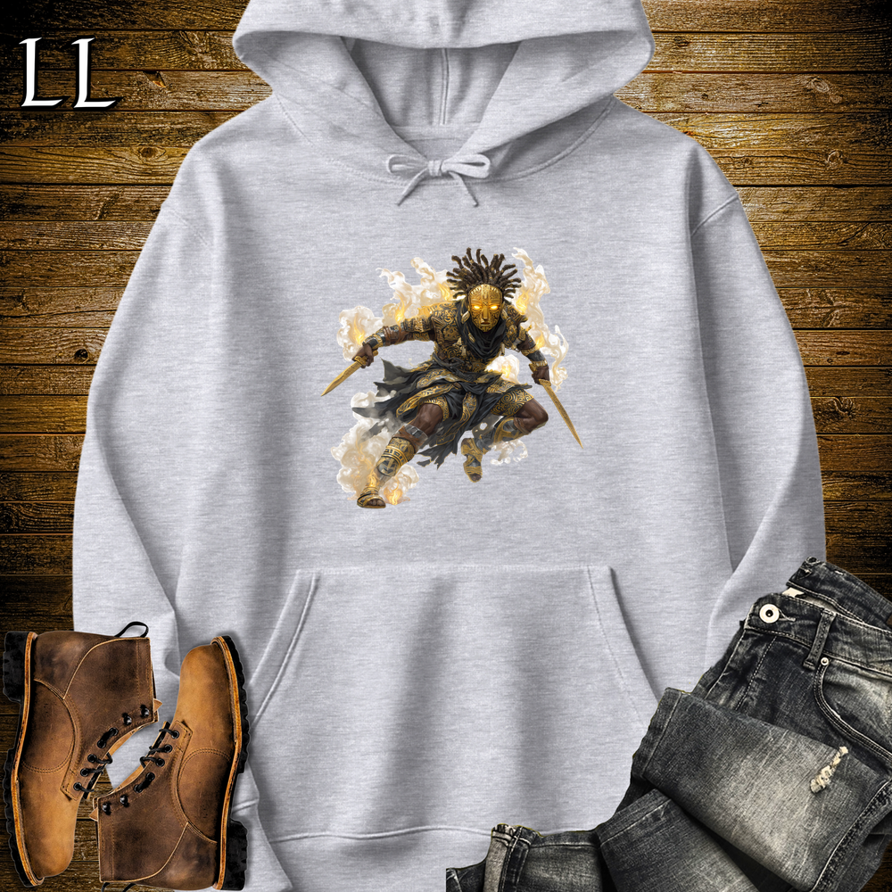 African Tribal Mask Assassin Hooded Sweatshirt Sport Grey | African Warrior Hoodie