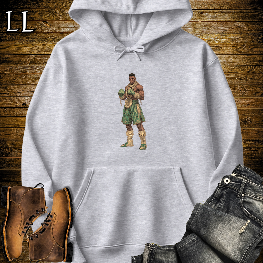 African Tribal Boxing King Hooded Sweatshirt - Sport Grey