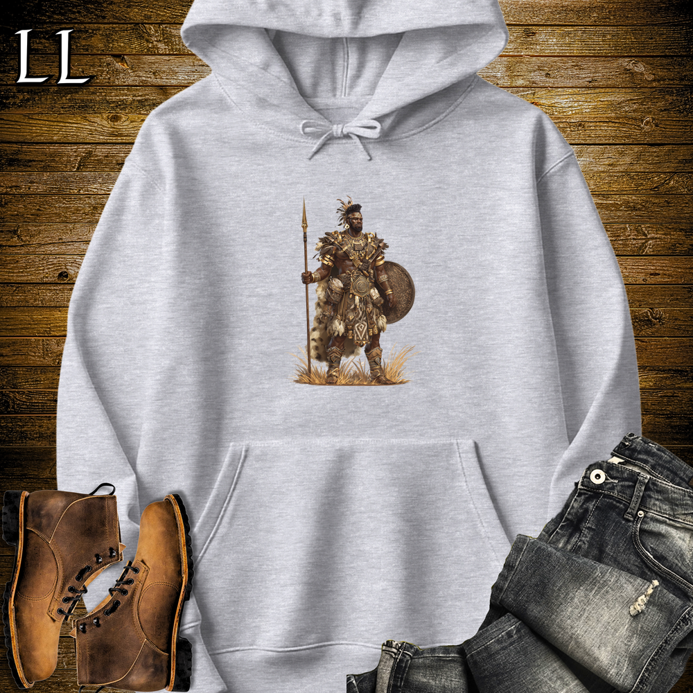 African Zulu Spear Warrior Hooded Sweatshirt - Sport Grey
