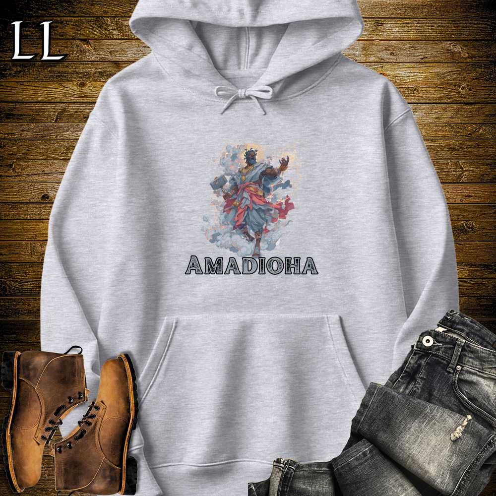 Amadioha African God Hooded Sweatshirt - Sport Grey
