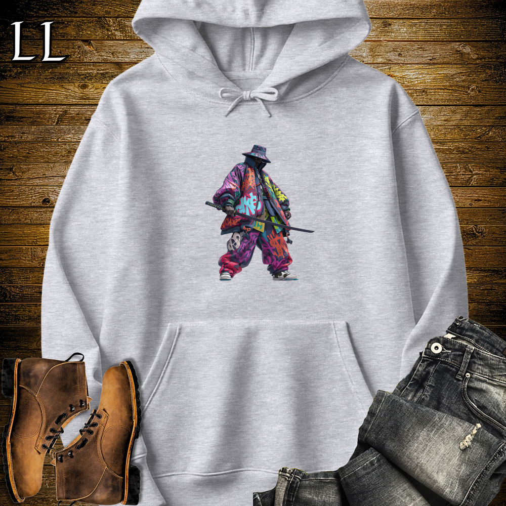 African Graffiti Street Samurai Hooded Sweatshirt - Sport Grey