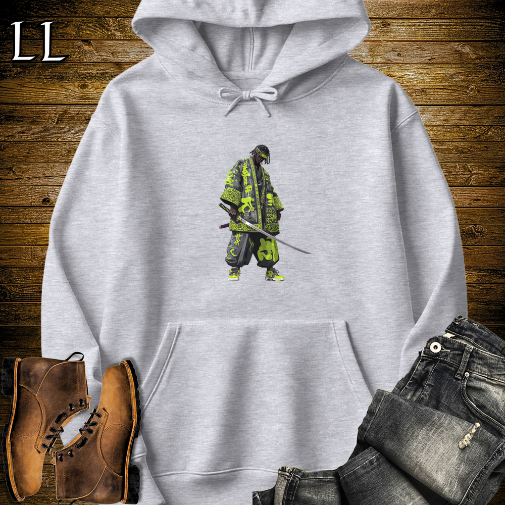 African Green Street Samurai Hooded Sweatshirt - Sport Grey