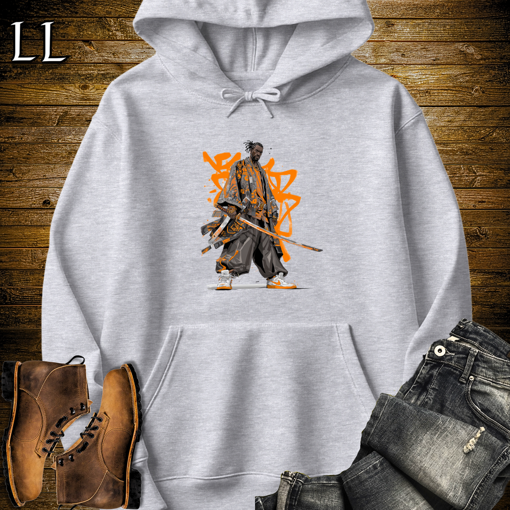 African Orange Street Samurai Sport Grey | African Warrior Hoodie