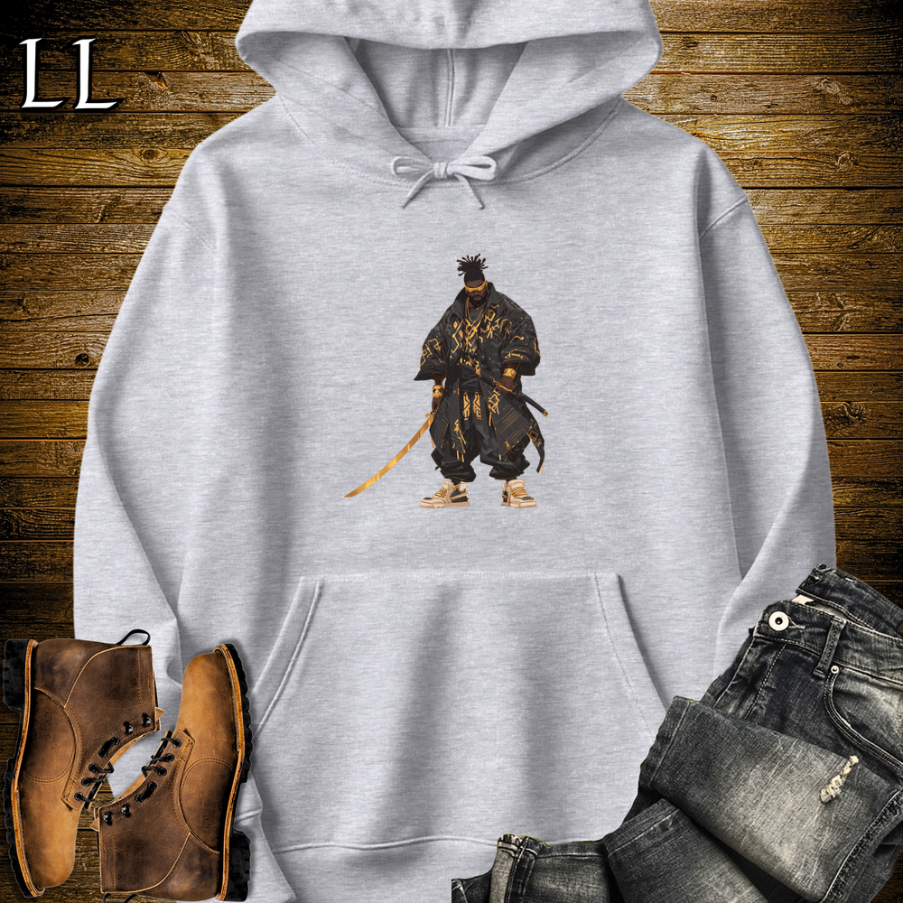 African Black Street Samurai Hooded Sweatshirt - Sport Grey