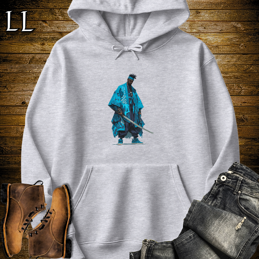 African Sky Blue Street Samurai Hooded Sweatshirt - Sport Grey