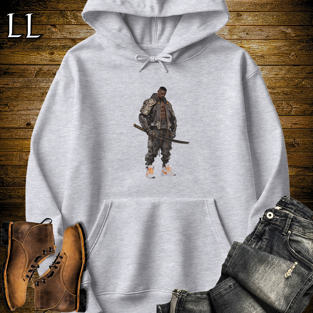 African Street Bodybuilder Samurai Hooded Sweatshirt - Sport Grey
