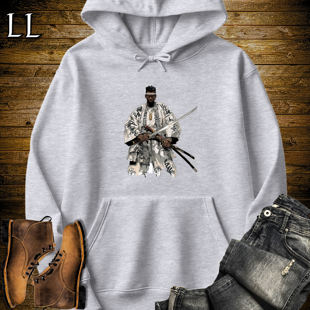 African White Street Samurai Hooded Sweatshirt - Sport Grey