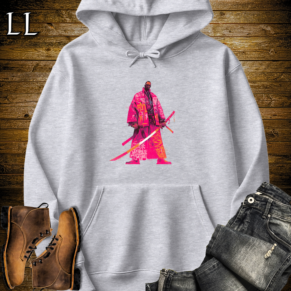 African Pink Street Samurai Hooded Sweatshirt - Sport Grey