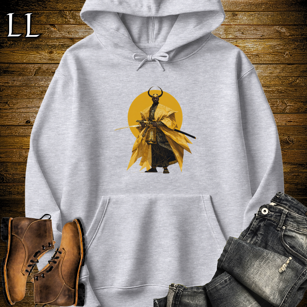 African Rising Sun Samurai Hooded Sweatshirt - Sport Grey