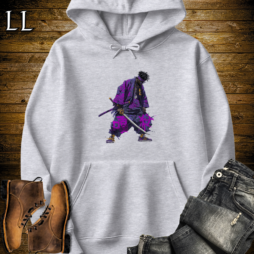 African Purple Street Samurai Hooded Sweatshirt - Sport Grey