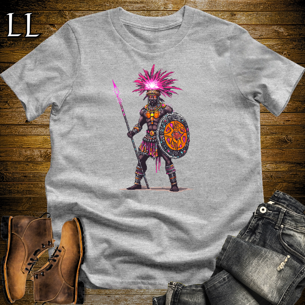 African 16 Bit Zulu Spear King Sport Grey | Zulu Warrior Tee