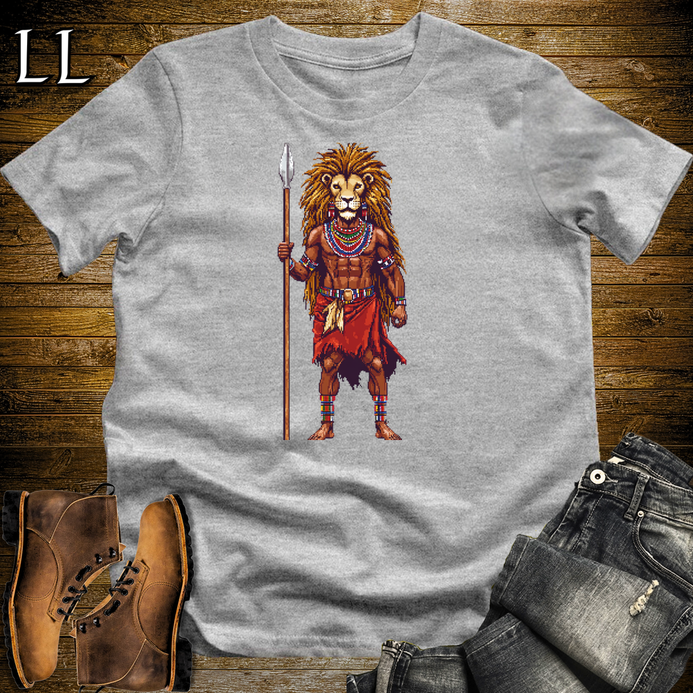African 16 Bit Maasai Lion Slayer Sport Grey | Maasai Warrior Tee