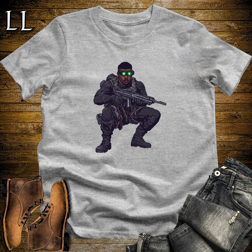 African 16 Bit Black Ops Soldier Sport Grey | 16 Bit African Tee