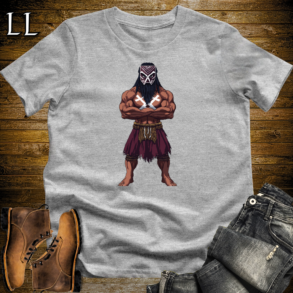 African 16 Bit Dogon Mask Guard Sport Grey | African Warrior Tee