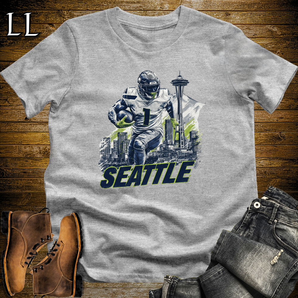 Seattle Football Number 1 T Shirt - Sport Grey
