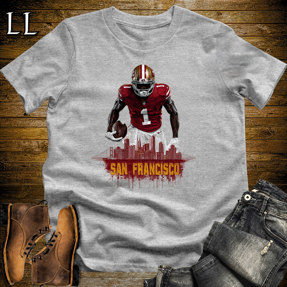 San Francisco Football Number 1 T Shirt - Sport Grey