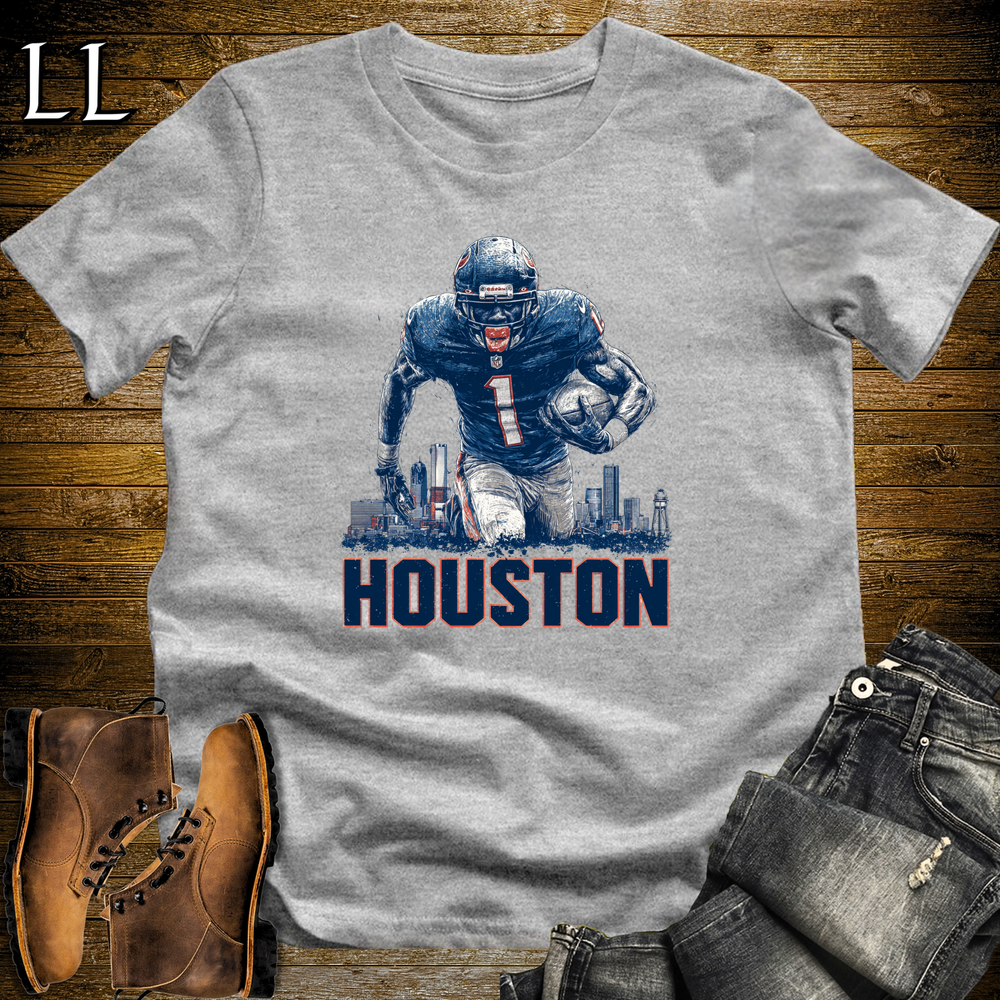 Houston Football Number 1 T Shirt - Sport Grey