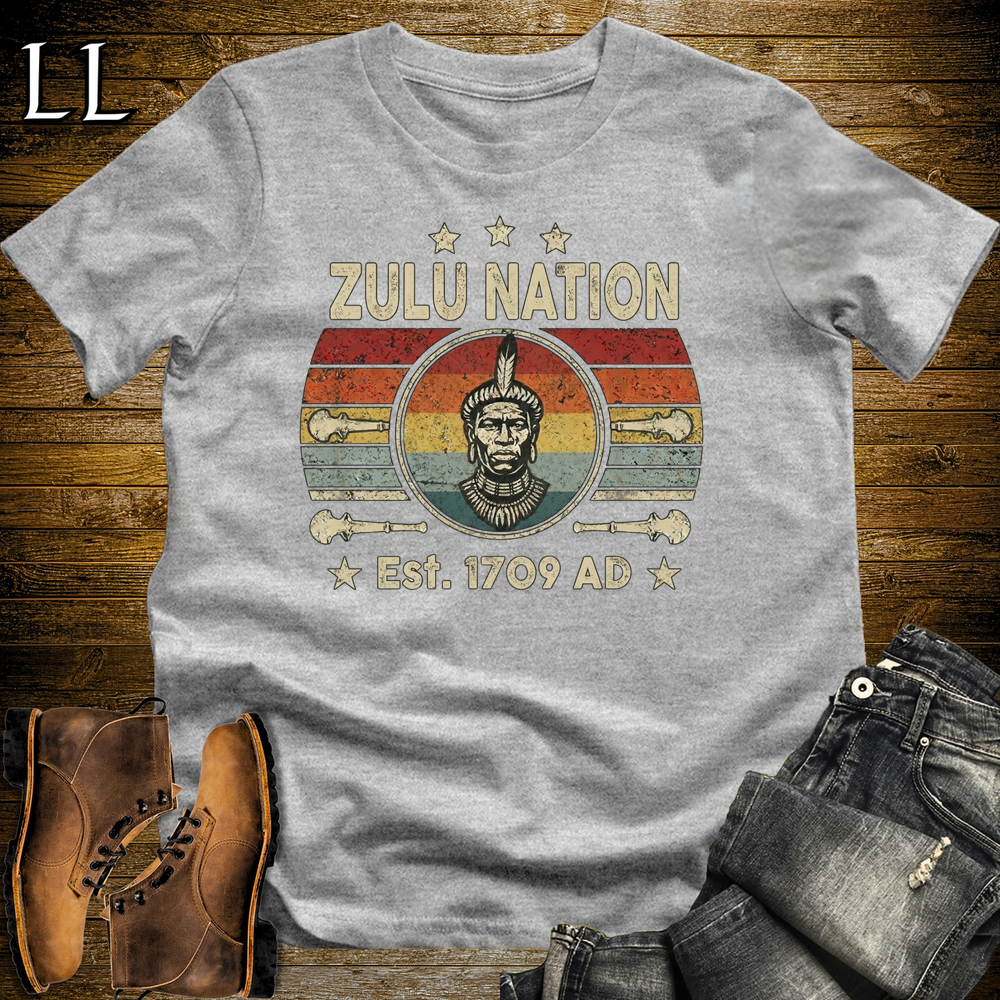 African Zulu Nation Softstyle T Shirt Sport Grey | Zulu Warrior Pride Tee