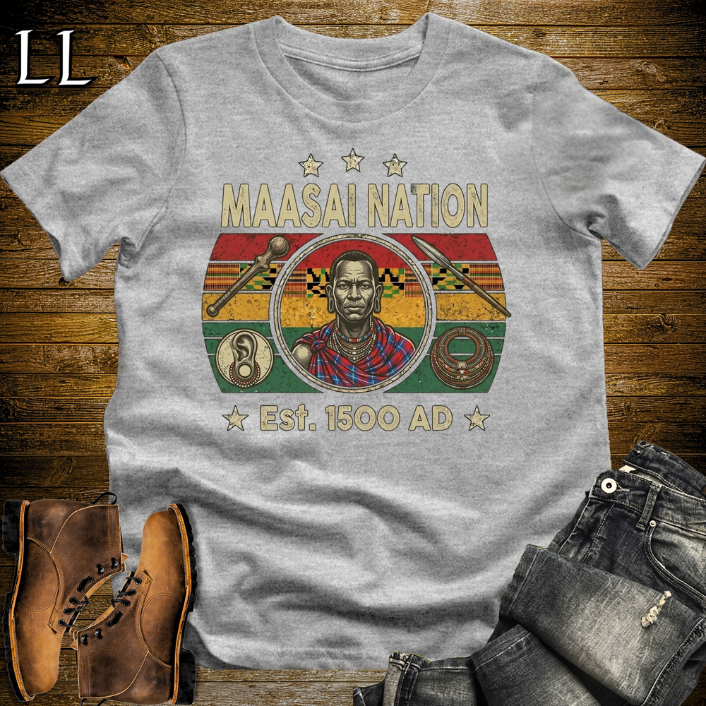 African Maasai Nation Softstyle T Shirt Sport Grey | Maasai Warrior Pride Tee