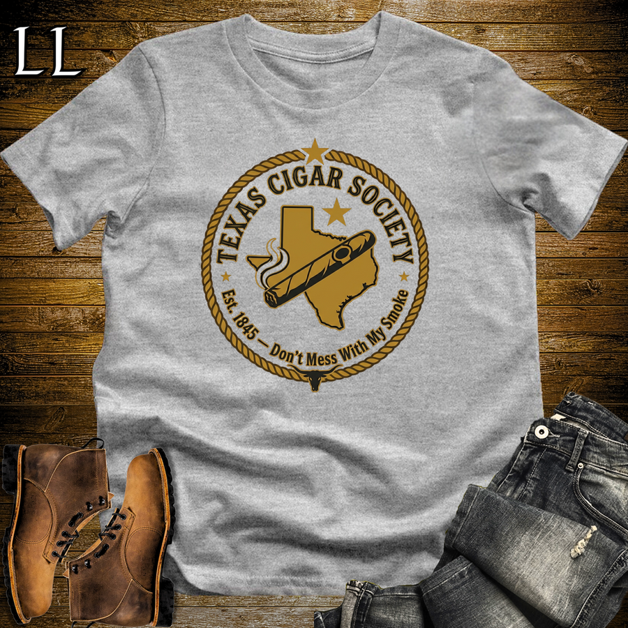 Texas Cigar Society T Shirt Sport Grey | Cigar Lover Gift