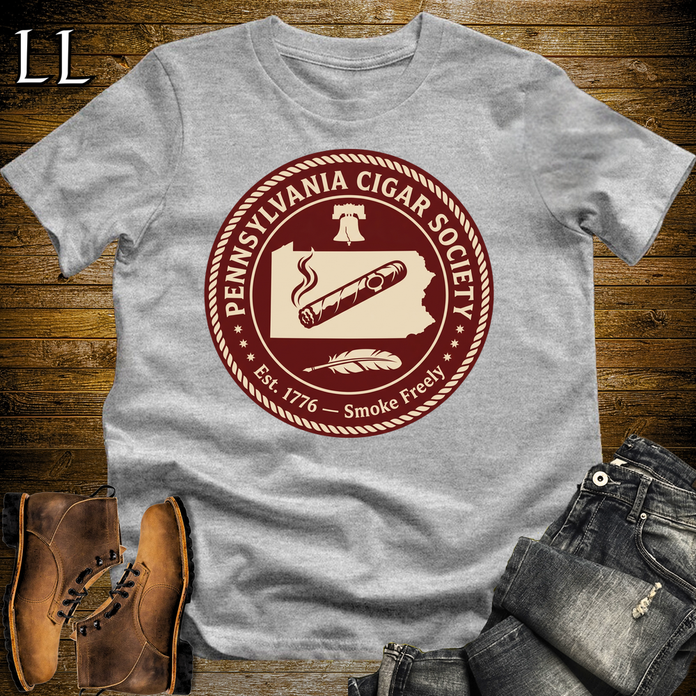 Pennsylvania Cigar Society T Shirt Sport Grey | Cigar Lover Gift