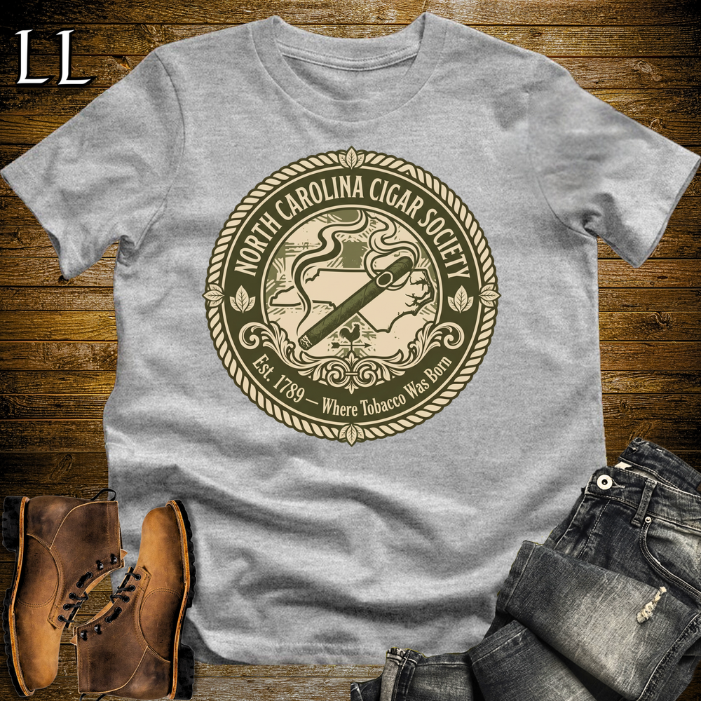 North Carolina Cigar Society T Shirt Sport Grey | Cigar Lover Gift