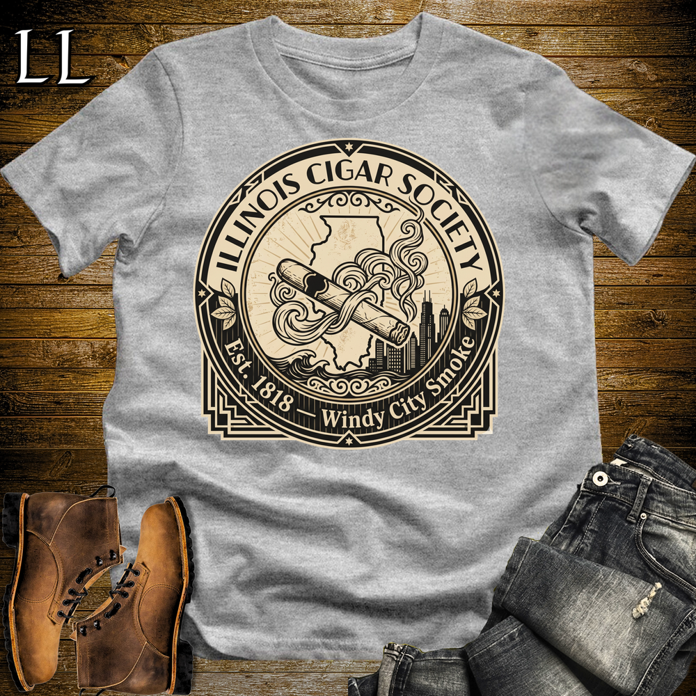 Illinois Cigar Society T Shirt Sport Grey | Cigar Lover Gift
