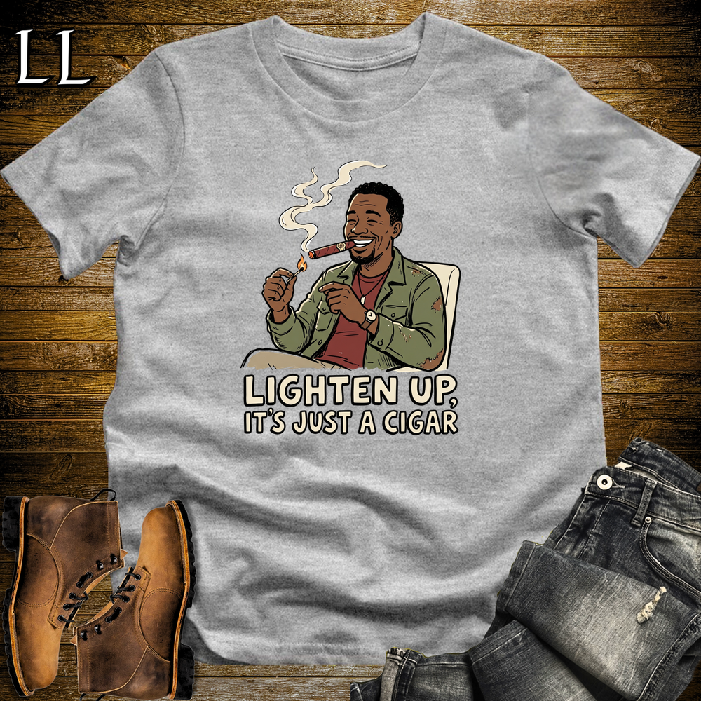 Lighten Up Cigar Softstyle Tee Sport Grey | Funny Cigar Pun Tee