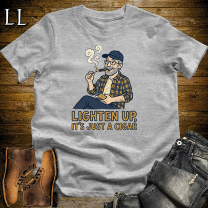 Lighten Up Blue Cigar Softstyle Tee Sport Grey | Funny Cigar Pun Tee